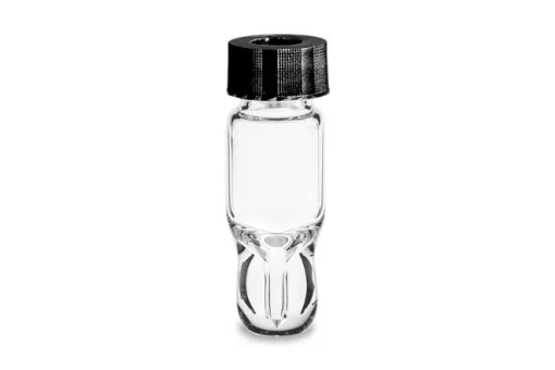 Clear Glass 12 x 32 mm Screw Neck Total Recovery Vial, with Cap and PTFE Septum, 1 mL Volume, 100/pk